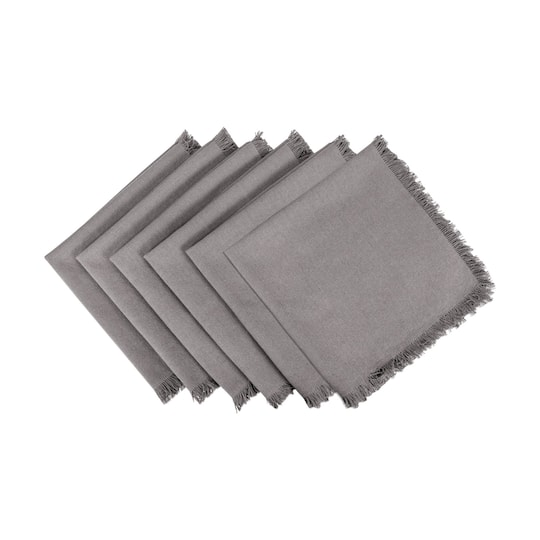 DII® Solid Heavyweight Fringed Napkins, 6ct. in Gray | 20" x 20" | Michaels®